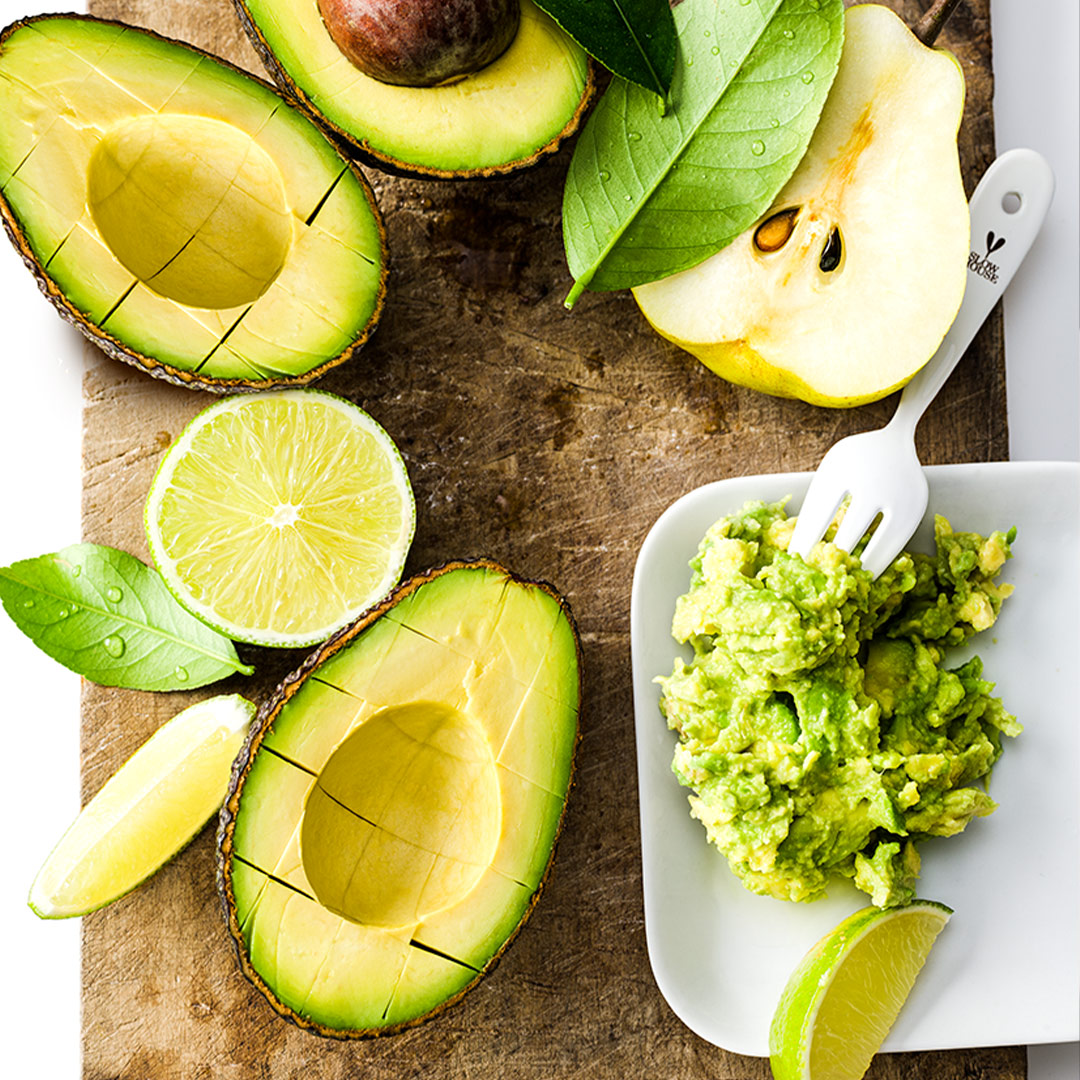 avocado on a wooden board